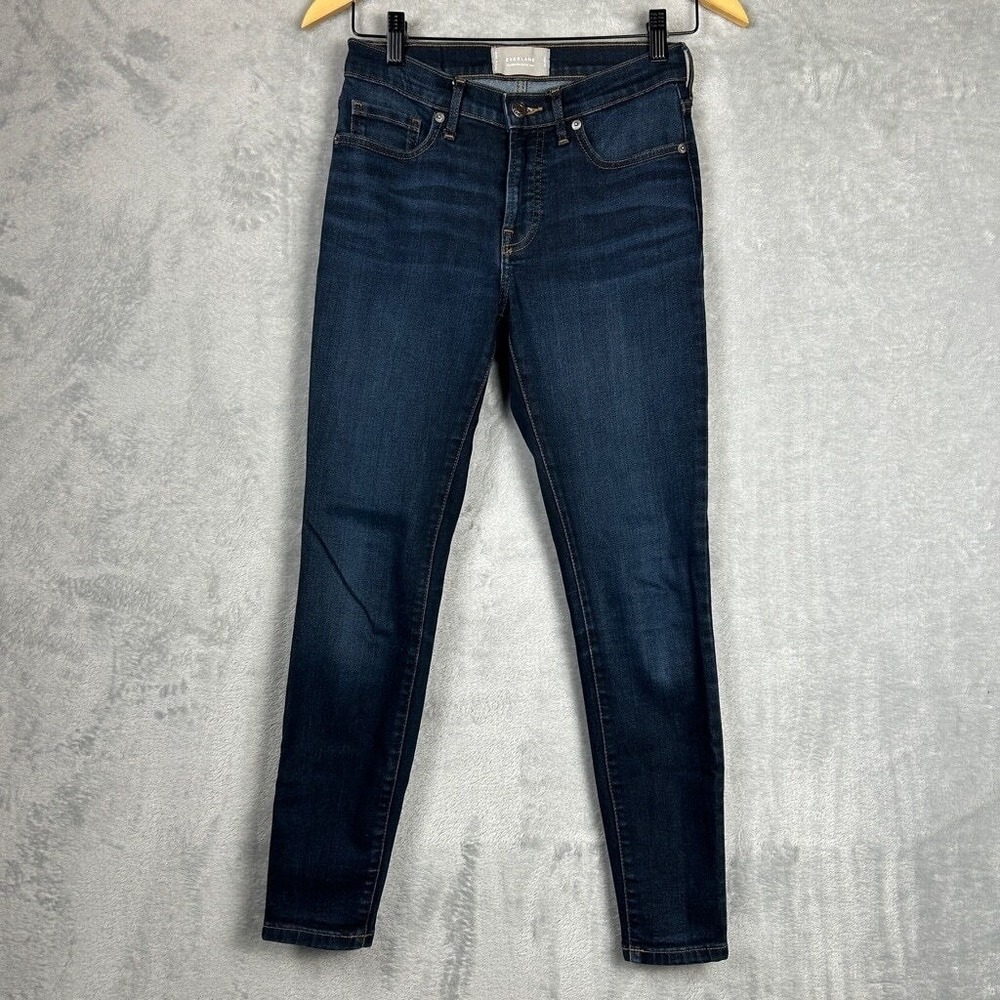Everlane The Mid-Rise Skinny Jean Womens 26 Ankle Dark Indigo Stretch Denim